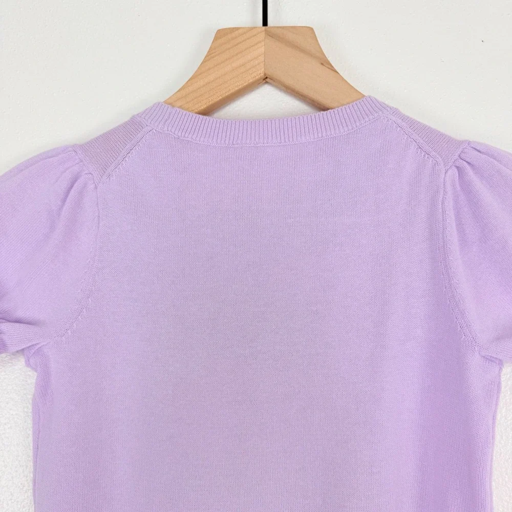 Janie and Jack Kitten‎ Peplum Sweater Top Girls Size 6 Purple Puff Sleeve Ruffle